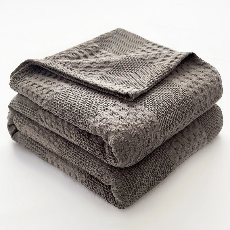 Battilo Cotton Throw Blanket Soft Breathable Waffle Blanket for Twin Queen King Bed Decorative Plaid Sofa Blankets Summer Throws