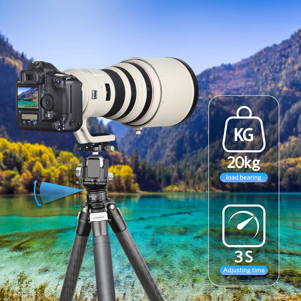 Weyllan Tripod Head LH5 Tripod Leveling Base 3s Fastly Adjusting Plate Horizontal Adjustment for Canon Nikon Sony DSLR Camera