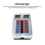 12V-32V 6/12 Way Blade Fuse Box Block with LED Warning, Waterproof Cover, 100A