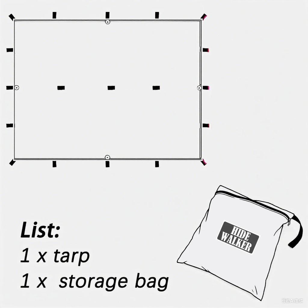 Waterproof Tent Tarp 19 Hang Points Survival Tent Outdoor Camping  Tactical Sun Shelter 4x4 3x4 3x3 Lightweight Sunshade Awning
