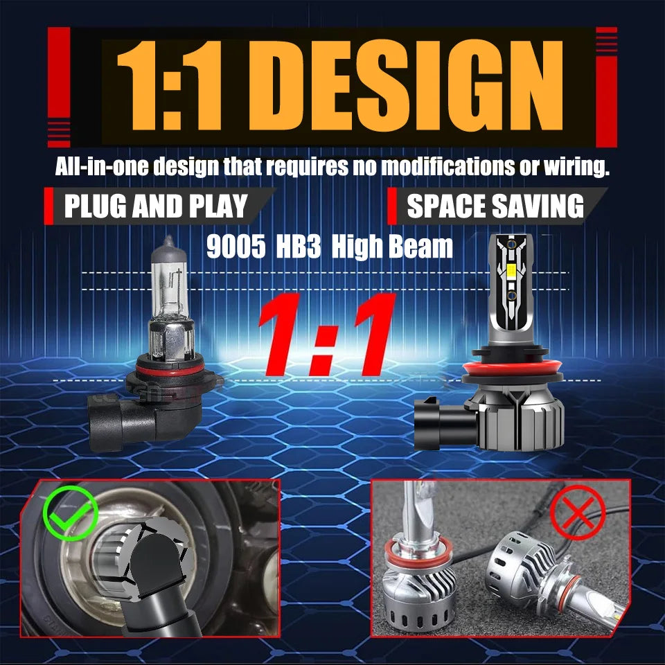 LED High Low Headlight Bulbs - 75W High Performance For Toyota Land Cruiser 100 Series 1998 1999 2000 2001 2002 2003 2004 2005