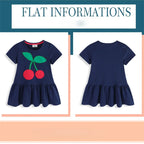 Jumping Meters Princess Dress for Girls Cherry Embroidery Short Sleeve Summer Party Birthday Wedding Baby Frocks Children Dress