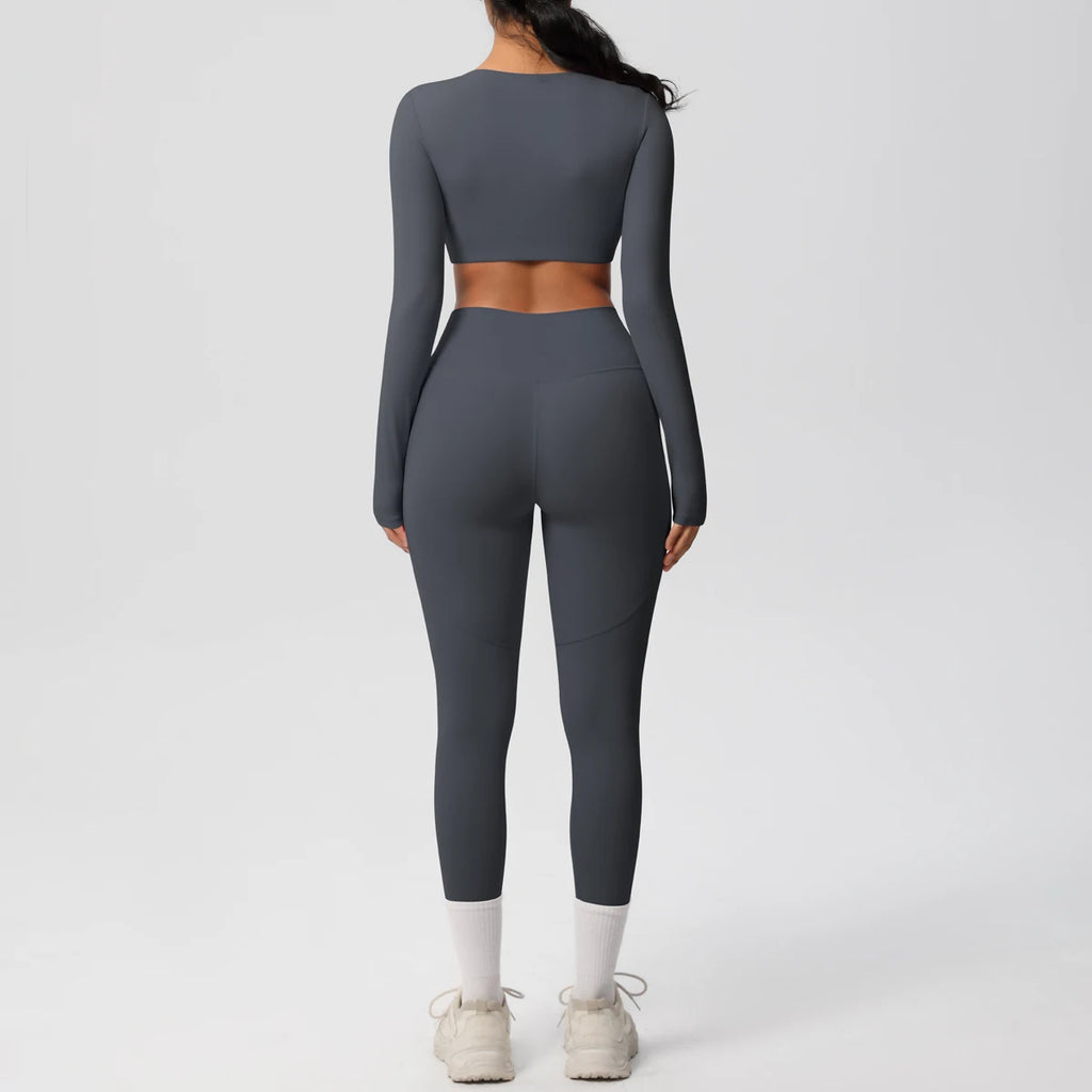 Hamidou Women's 2pc Yoga Set with Built-In Bra Top & Pocket Leggings, S-XL