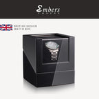 Embers Luxry Single Watch Winder Battery Wooden Shaker Watch Box Automatic Winder Glass Storage Case Mabuchi Motro