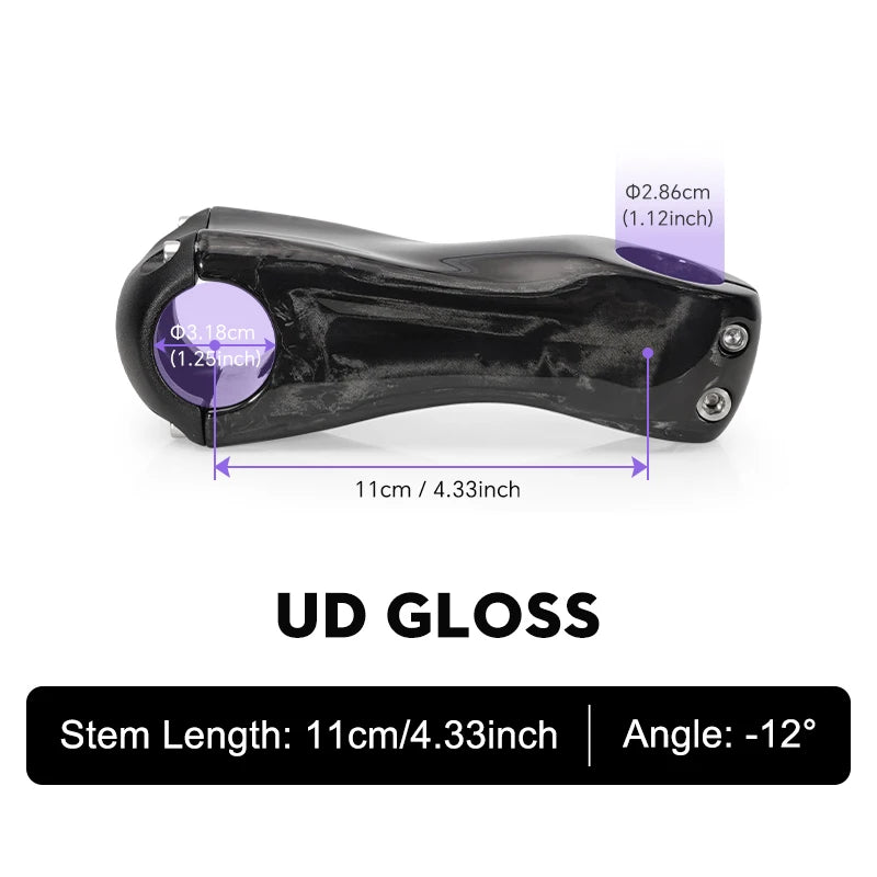 TOSEEK Carbon Stem12Degree Mountain Bike Stem 31.8mm Bicycle Handlebar Stems 70/80/90/100/110/120/130mm Black Gloss Bicycle Part