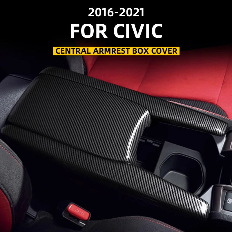 Honda Civic 2016-2021 Center Armrest Box Cover Protector Trim, Interior Decor