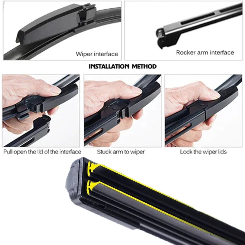 Car Windshield Wiper blades Universal Soft Double layer Rubber Frameless Bracketless car wipers 14" 16" 19" 20" 21" 22" 24"26"