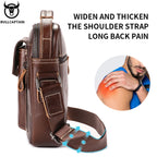 BULLCAPTAIN Casual Fashion Men's Messenger Bag's Business Portable Handbag Man Leather Shoulder Bag Mobile 6.5'' Phone Bags