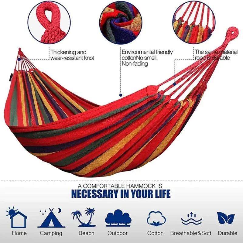 Hammock Leisure  Durable Single Travel Swing Chair Hanging Bed Casual Hammocks for Patio Garden Backyard Outdoor Indoor with Bag
