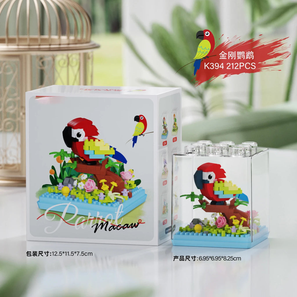 Animal Bird Building Blocks Toy for Children Girl 8 Year Old Kids Birthday Gift Mini Educational Parrot Assembling Brick Boy Toy