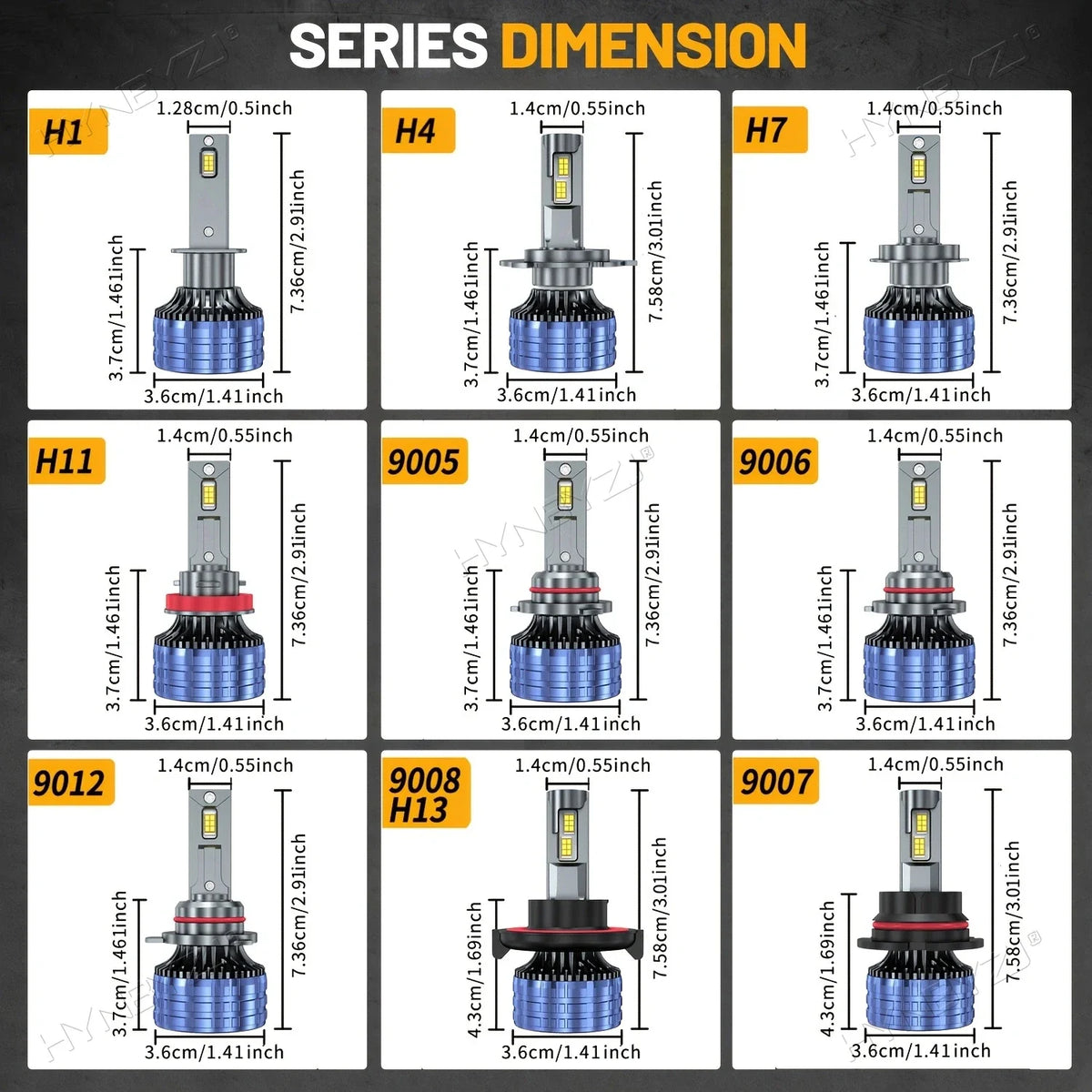 LED headlight bulb 12V/24V super bright, choose socket type (H1 H4 H7 H11 9005 9006 9007 9012 9008)