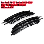 1Pair Front Bumper Fog Light Grille For Audi A6 C7 Sedan 2012 2013 2014 2015 Fog Lamp Honeycomb Mesh Grilles Glossy Black Cover