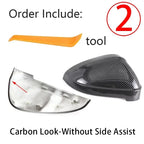 Rearview Mirror Caps Cover Pair Black/Carbon Style for Audi A4 B9 A5 S5 RS5 Side Assist