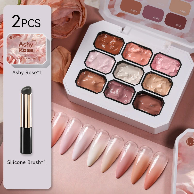 UR SUGAR 4-in-1 Painting Gel Nail Polish Set, 9 Colors, UV/LED Soak Off, 1pc