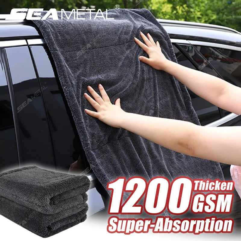 SEAMETAL Heavy-Duty Car Towel 1200GSM Super-Absorption Microfiber Drying Cloth Ultra-Soft Scratch-Free Car Detailing Towel