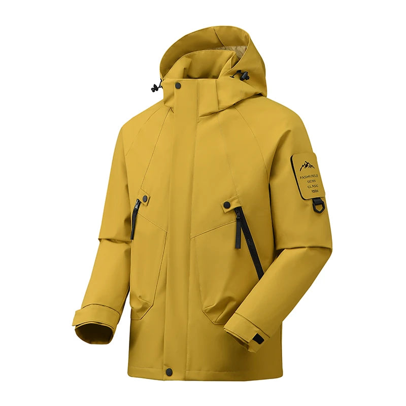 JNLN Unisex Waterproof Hiking Jacket With Detachable Hood Lightweight Windproof Coat Breathable Raincoat for Camping Climbing