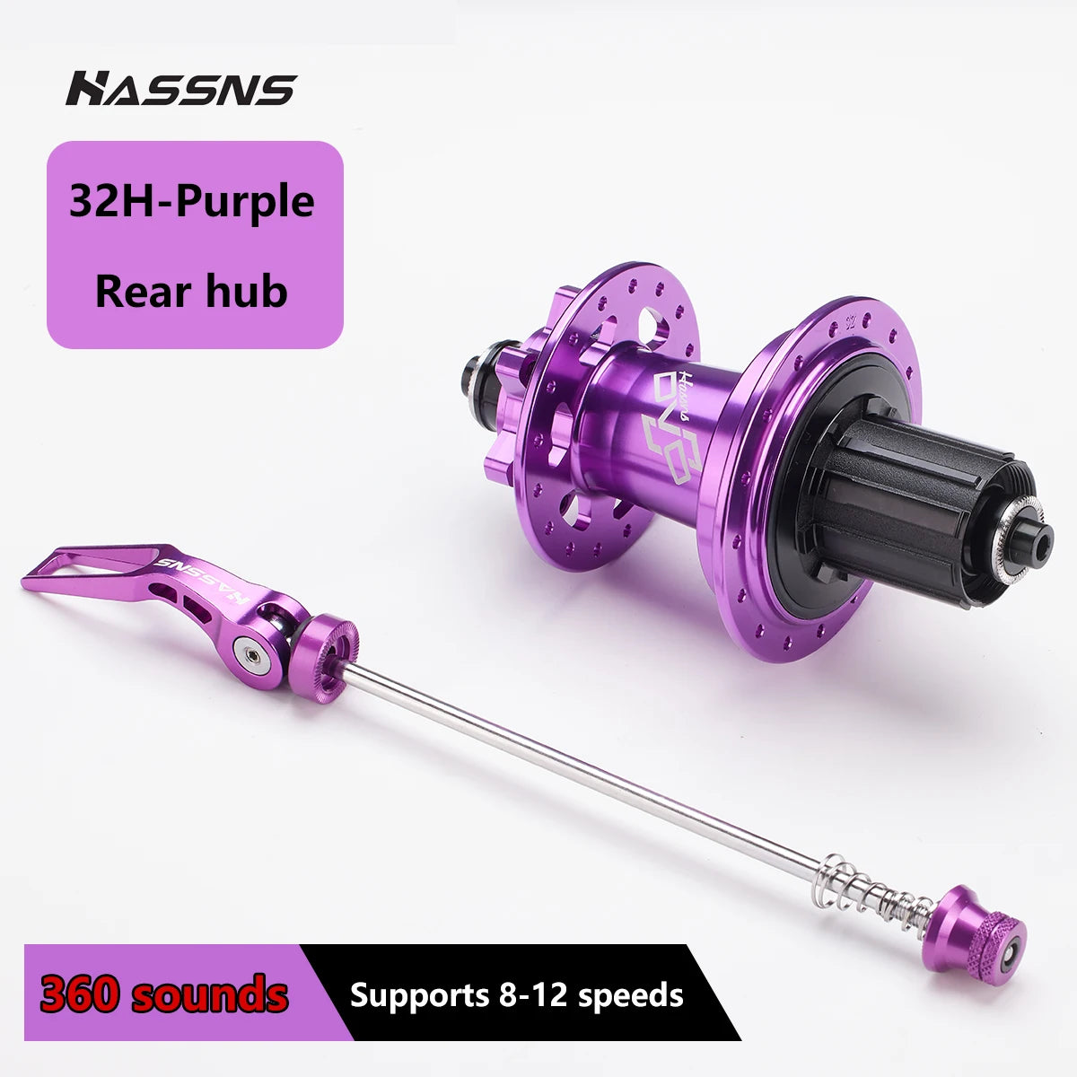 HASSNS DVO9 Hub 360 Sound Mtb Cube 32 Holes Bearing Hub Rear Bicycle Bushings Mountain Bike 9 Paws Noisy Cube 8-12 Speed Cycling