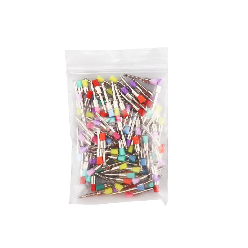 100pcs Dental Nylon Polishing Brushes Bowl Shape Colorful Dental Prophy Brush Prophylaxis Brush For Contra-Angle Handpiece