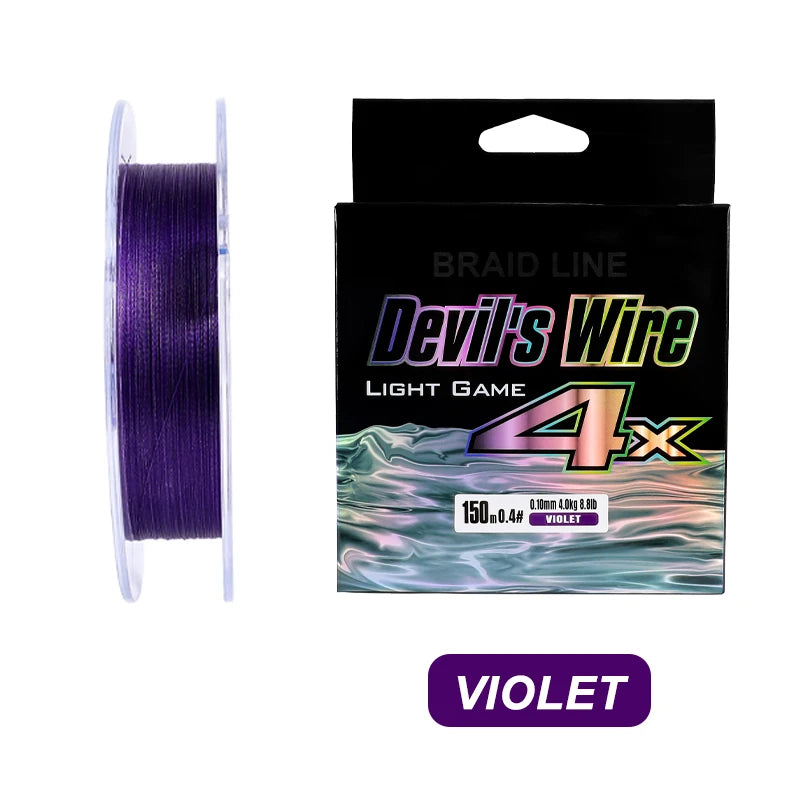 MIFINE Devil's Wire Light Game Fishing Line 150M Thin and Strong 4X Braided PE Line Fishing Wire Accessories Perch, Bass, Trout