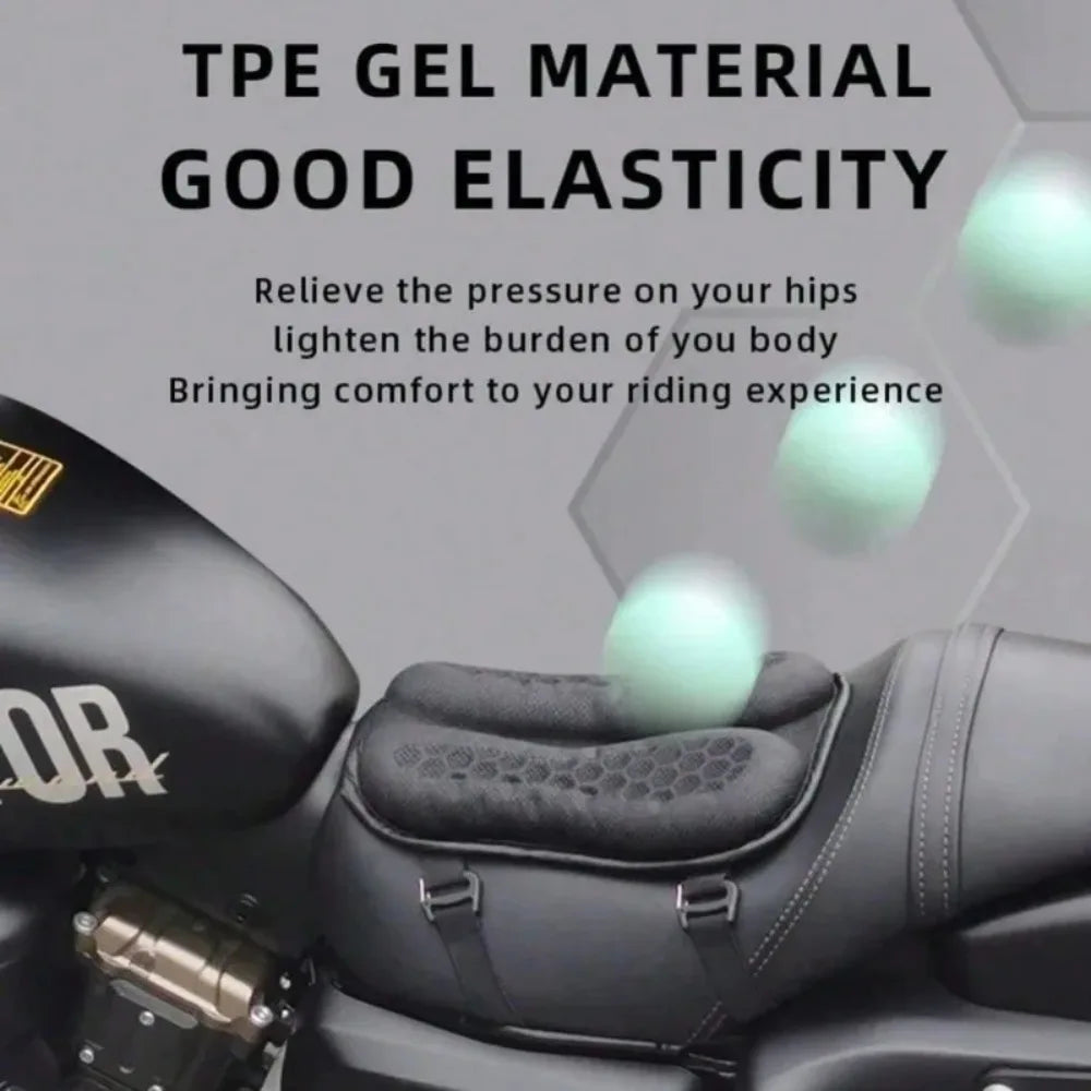 Motorcycle Seat Cushion 3D Honeycomb Gel - Universal Breathable Pad, Anti-Slip & Shock-Absorbing for Harley/Honda/Yamaha