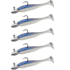 5Pcs/Lot T-tail Soft Fishing Bait Matched With Head Hooks Artificial Wobblers Swimbait Fishing Tackles For Bass Pike Pesca