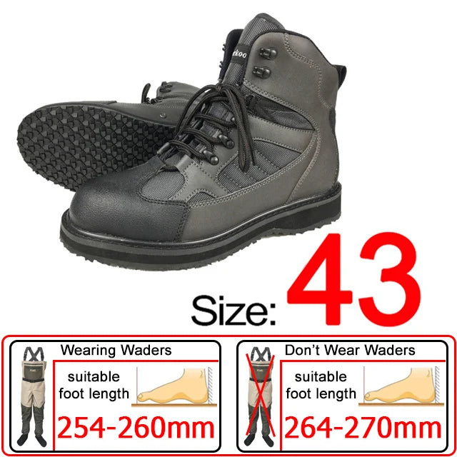 Fishing Shoes, Outdoor Fly Fishing Boots, Felt or Rubber Sole Sea River Reef Rock Fishing Boots, Hunting Fishing Waders Boots