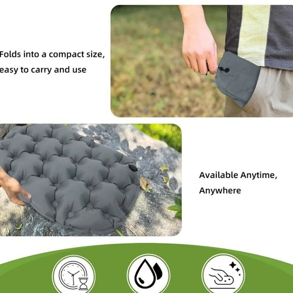Foldable Inflatable Seat Cushion Moisture-proof Space-saving 3D Air Seat Cushion Waterproof Lightweight Camping Chair Pad Hiking
