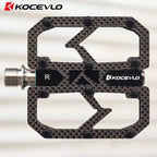 KOCEVLO Carbon Fiber Pedal Ultralight 195g MTB Titanium Shaft 3 Bearings Road Bike Pedal Anti Slip Racing Pedal