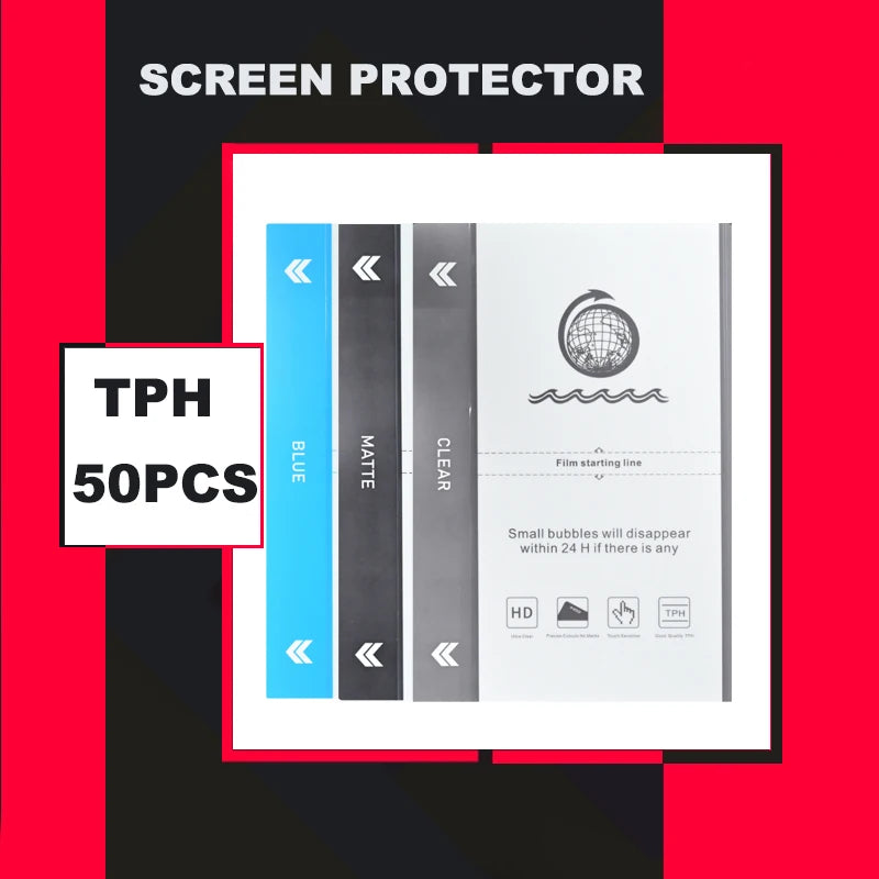 50PCS TPH HD CLEAR MATTE BLUE Flexible Hydrogel Film Mobile Phone Screen Protector For Cut Machine