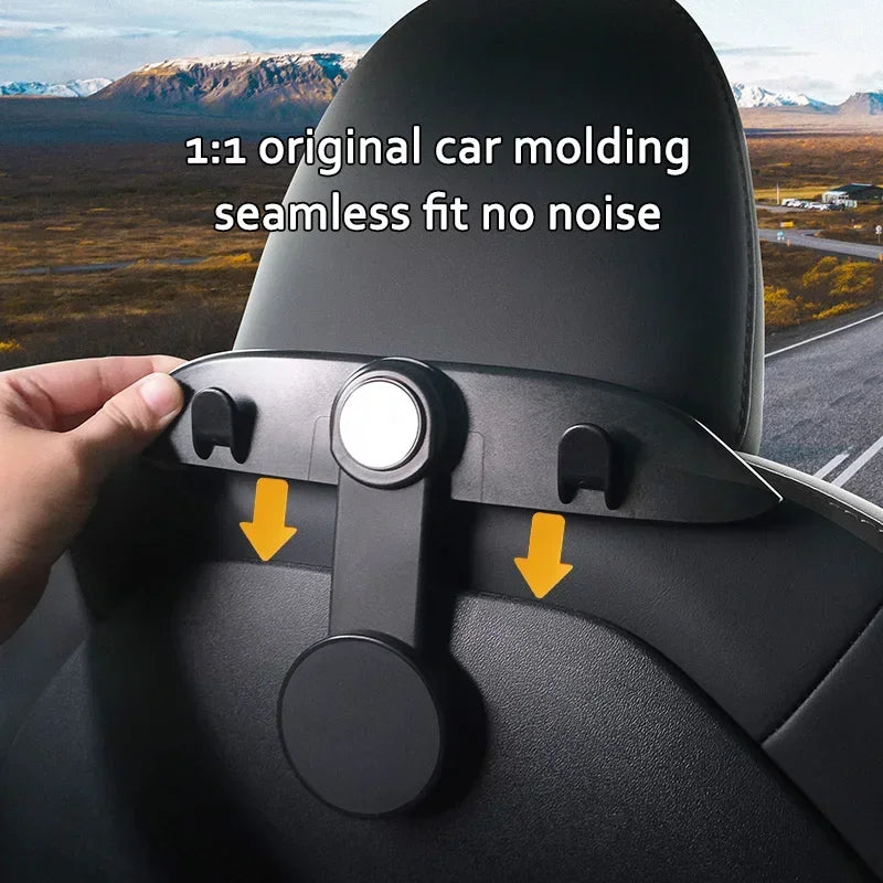 Hipacool Car Seat Back Hook for Tesla Model 3/Y/3 Highland Car Phone Holder Stand Magnetic with Hook Car Interior Accessories