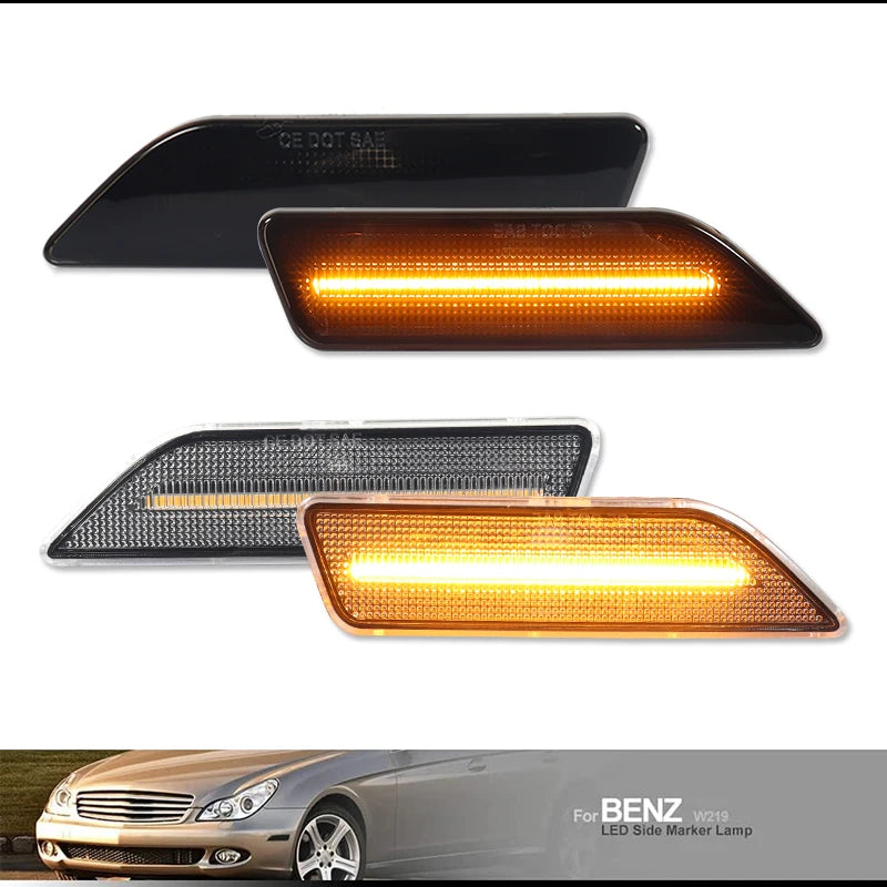 For Mercedes Benz CLS-Class W219 C219 2006-2011 2PCS Led Bumper Turn Signal Lights Side Marker Lamp OEM#2198200321