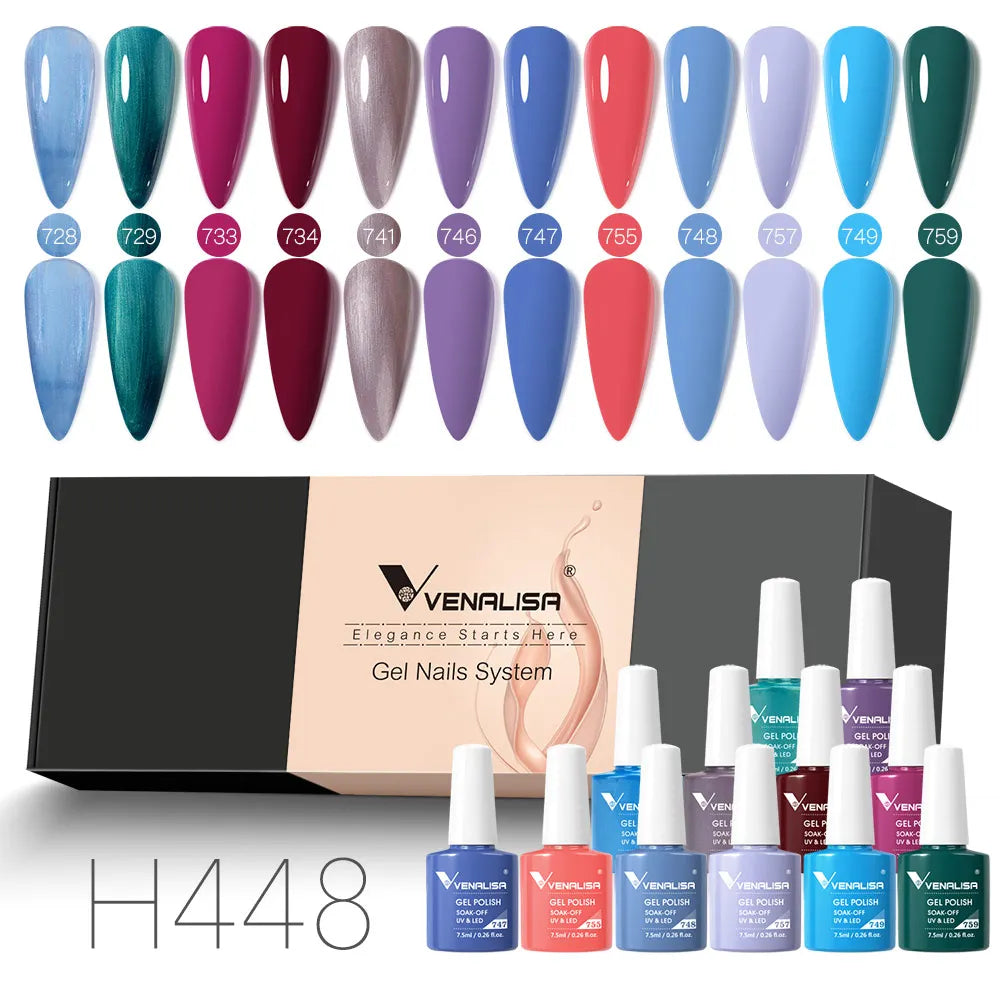 6/12pcs/Set Venalisa Gel Nail Polish VIP Kit Charming Neon Color Gel Pink Natural Color Series Rubber Gel Great Coverage Lacquer