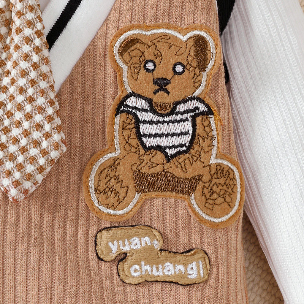 Baby Boy Gentleman Teddy Bear Jumpsuit Romper, Long Sleeve, 1-18 Months, 1pc