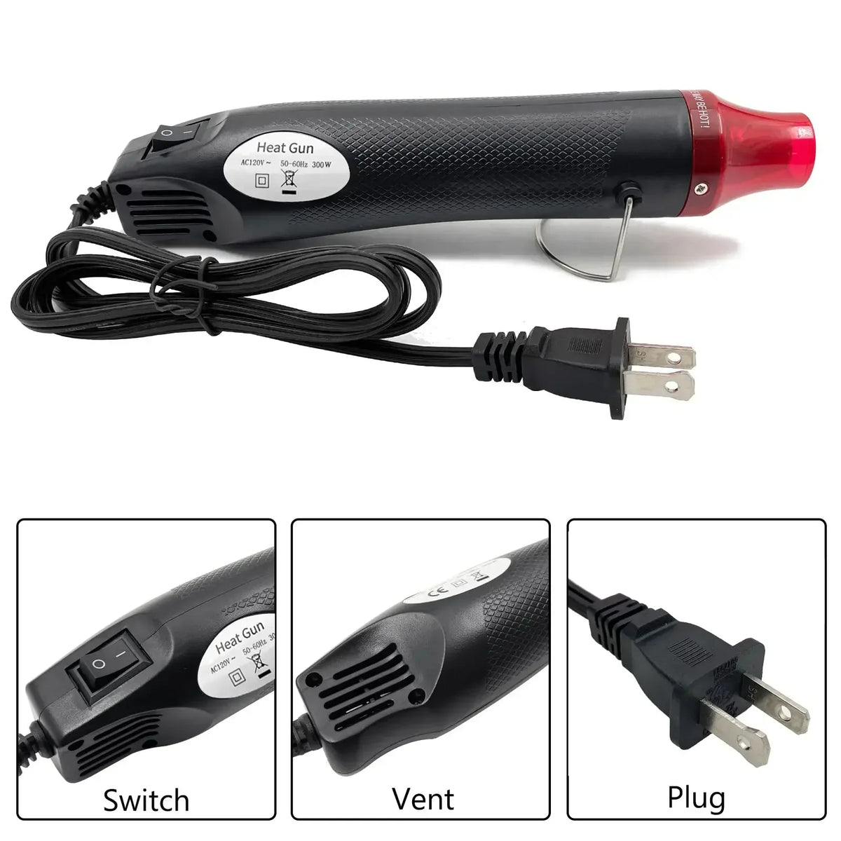 Mini Hot Air Heat Gun for DIY Crafts Portable Heat Air Gun Tool for Embossing Shrink Wrapping Drying Paint 220V/110V 300W