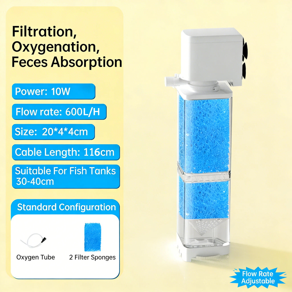 6in1 Aquarium Filter Pump Fish Tank Submersible Silent Air Oxygen Aerator Internal Water Pump Aquarium Air Pump Wave Maker 220v
