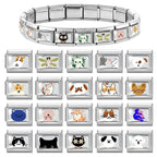 2025 Original Cute Cartoon Colorful Pet Dog Black Cats Italian Charm Links Fit 9mm Stainless Steel Bracelet Men Women DIY Making