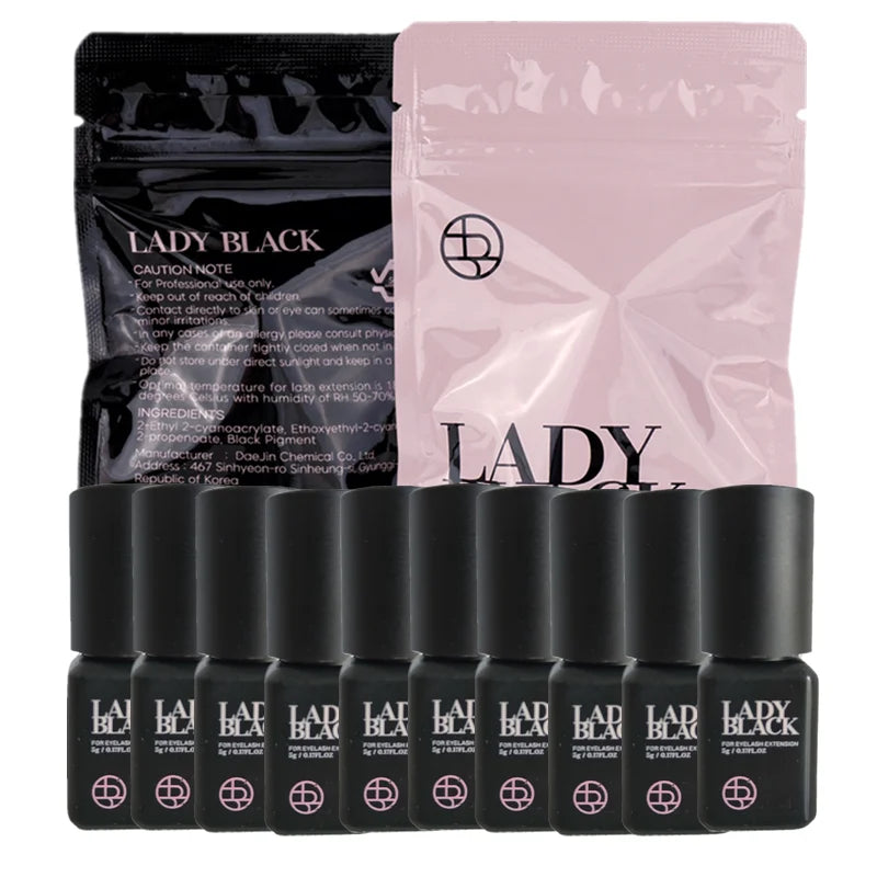 5/10 Bottles 5ml Lady Black Eyelash Extension Glue Sky Zone Strong Fast Drying False Eyelashes Glue Adhesive Low Irritation