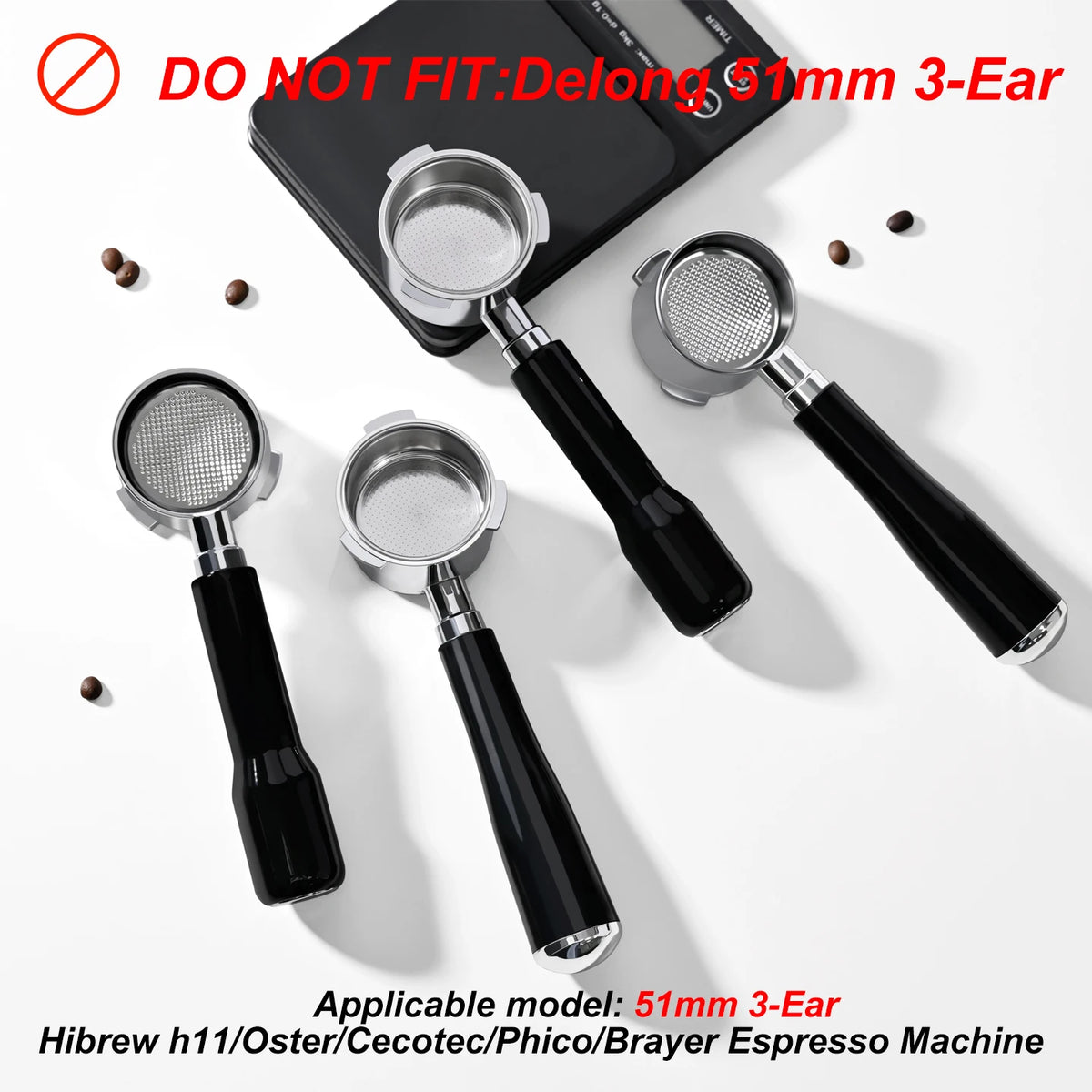 51mm Coffee Bottomless Portafilter With Filter Basket For Homix H11 Oster Cecotec Hibrew Espresso Machine Handle Cafe Tools