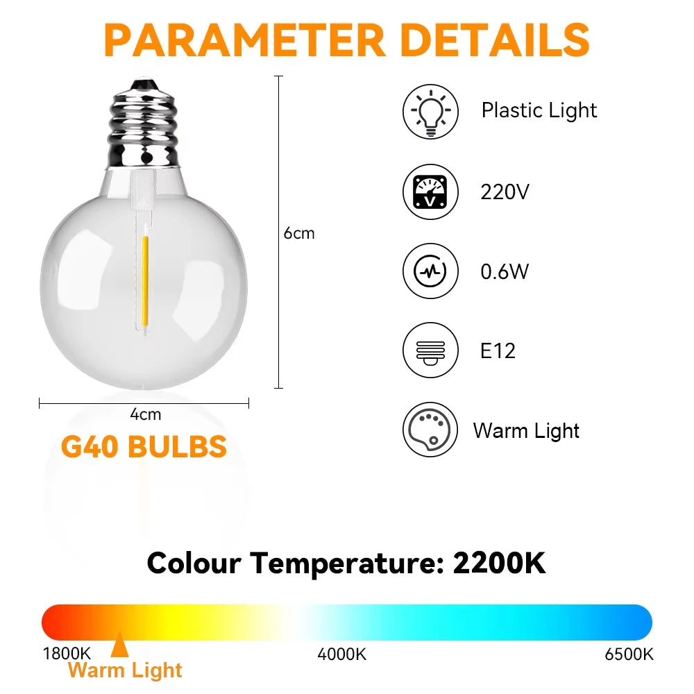 Outdoor Garland Light String 8M 24M 30M 36M Globe Bulb Fairy String Light for Holiday Wedding Garden Christmas Decotive Lamp
