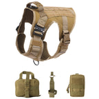 Tactical Dog Harness Vest with Leash Set, Black, Sizes S-XL (1pc-5pcs options)