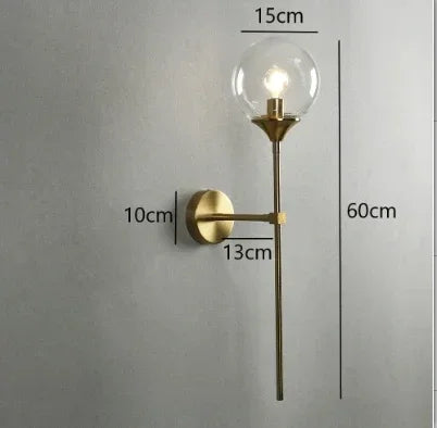 Modern Glass Ball Wall Lamps Nordic Creative Golden Chrome Lighting Fixtures E14/E27 Living Room Kitchen Decoration Wall Lights