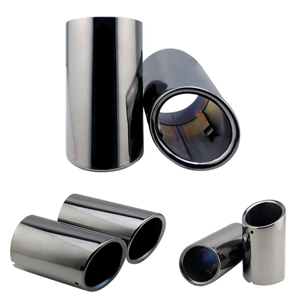 2pcs Stainless Steel Exhaust Muffler Tip Covers 7-9.5cm Black/Silver/Blue for Audi/VW