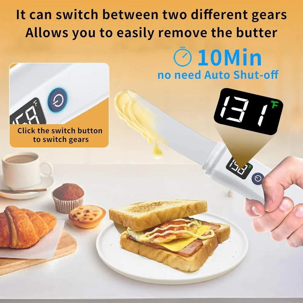 Stainless Steel Heated Butter Knife USB Rechargeable Electric Butter Spreader For Cold Butter Cheese Jam Toast Kitchen Tool