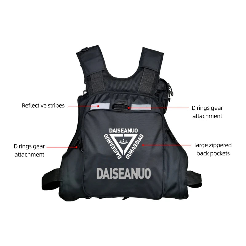 Daiseanuo Men Professional Multi-functional Life Fishing Vest Outdoor Sports Fishing Tackle Fly Swimming Adjustable Buoyant Vest