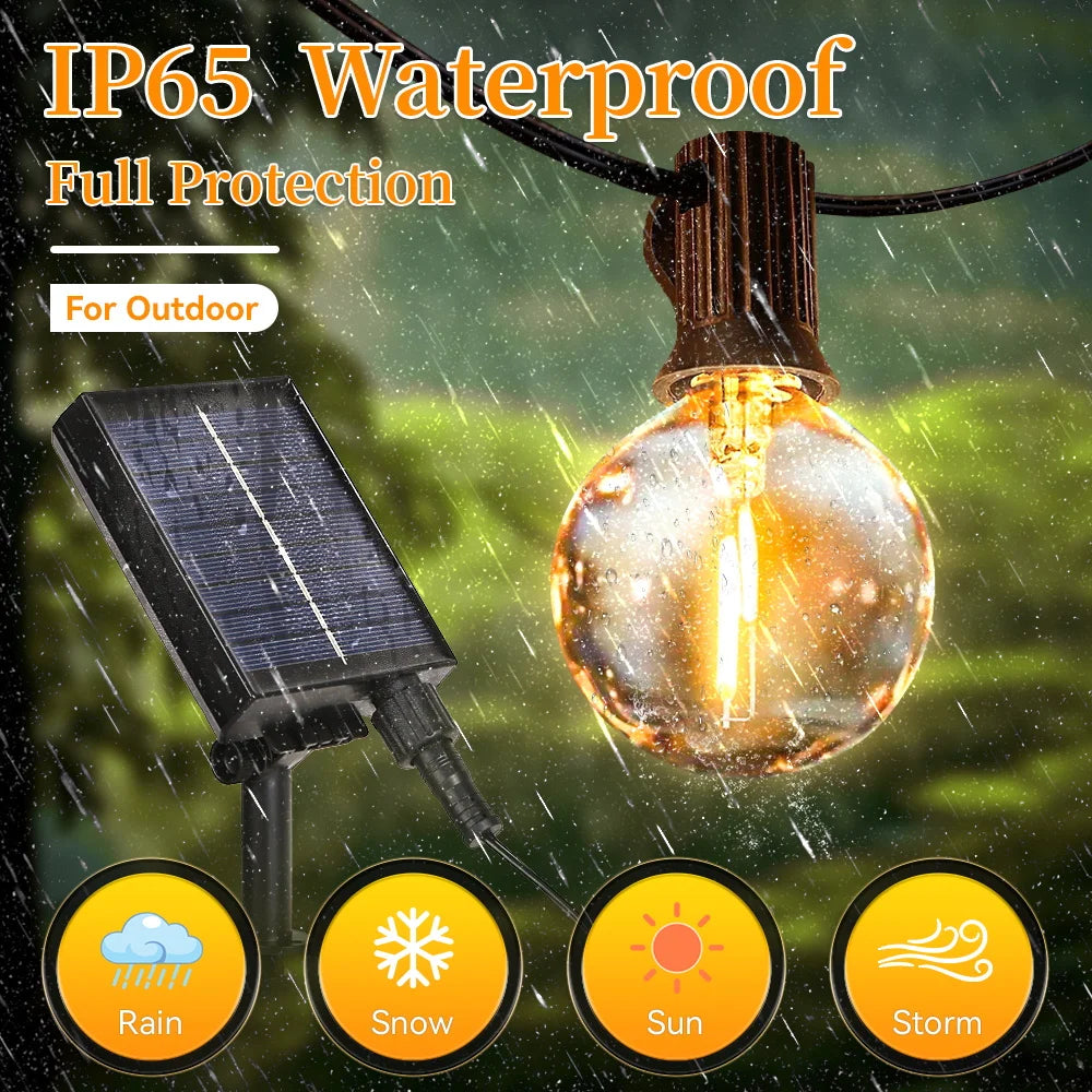 Outdoor Solar Light String Balcony With Warm Light Bulb Remote Control 7/10/15 Meters Multiple Specifications Garden Lamp String