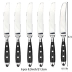 Hotel Stainless Steel Table Knife Fork Spoon Sets Teaspoon Teafork Steak Knife Cutlery Restaurant Serviing Set Black Wood Handle