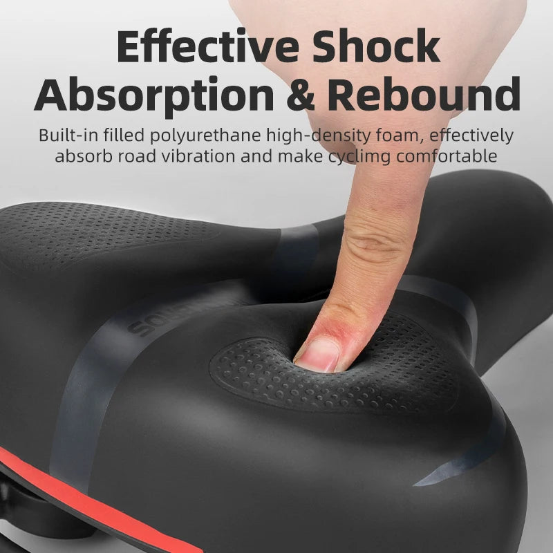 ROCKBROS Bike Saddle PU Leather Breathable Hollow Shock Absorbing Comfort Seat