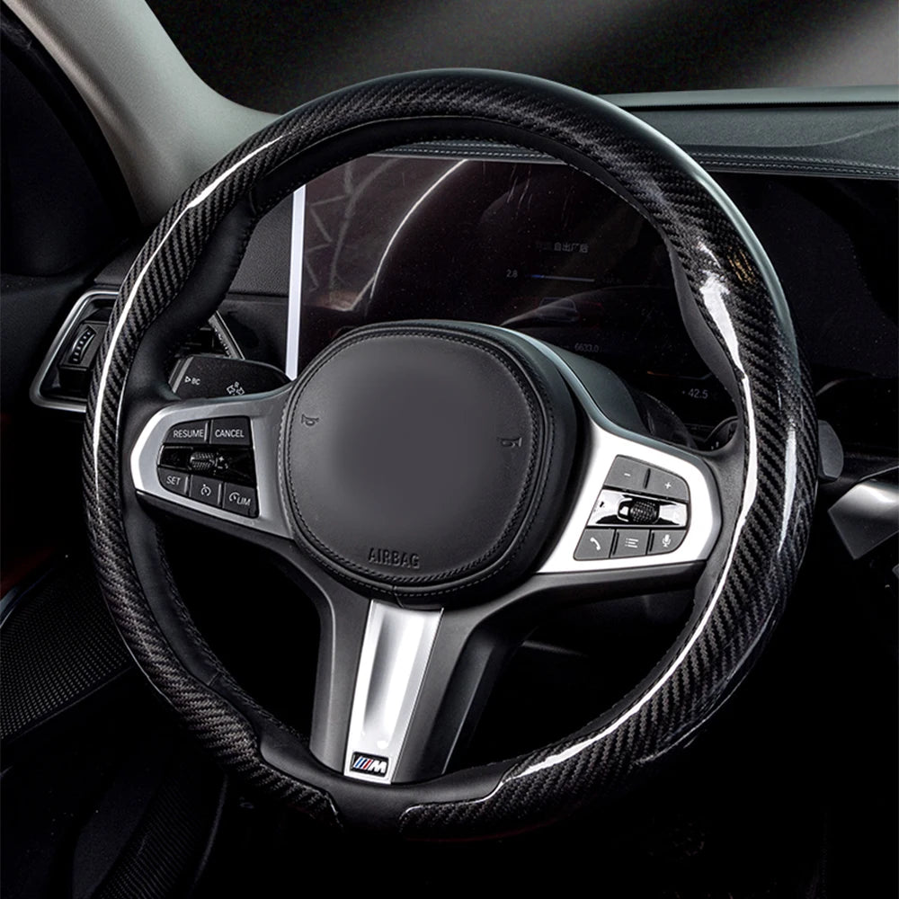 Steering Size 36-38cm Universal Non-slip D-shaped Round Breathable Car Steering Wheel Cover Protector Suitable Auto Accessories