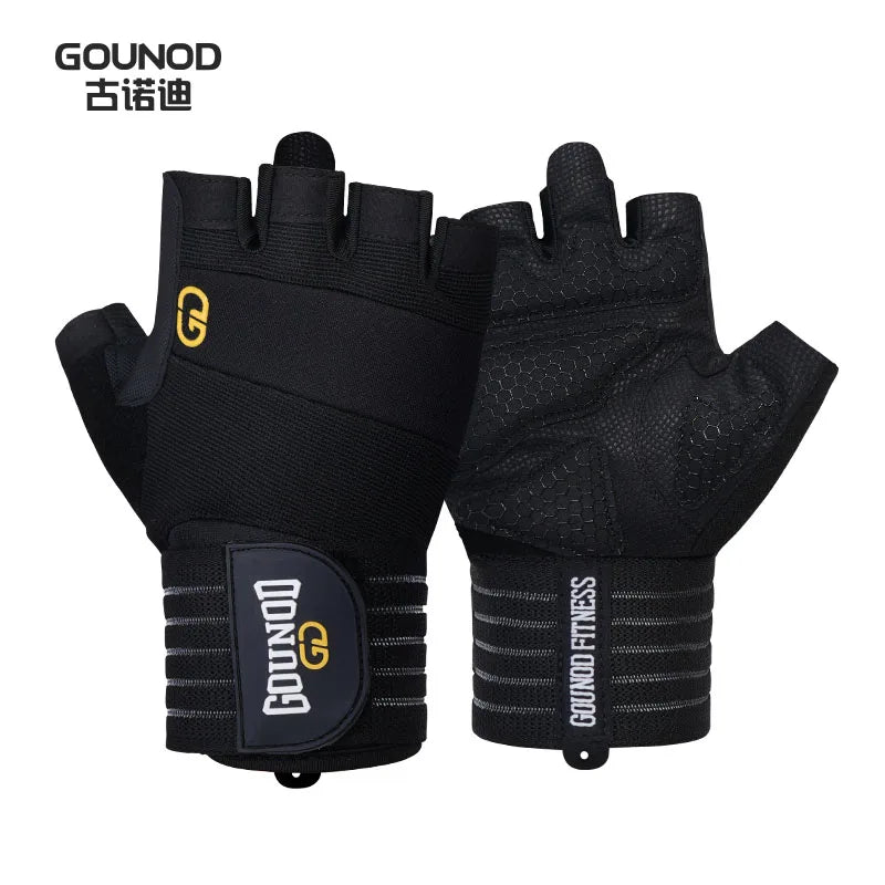 GOUNOD Weightlifting Gloves Wristband Support Breathable Anti-Slip Sports Gym Gloves Bodybuilding Powerlifting Fitness Training