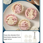 Mooncake Mold Plastic Hand-Pressure Cookie Stamps Flower Cherry Lion Pattern Plungers Pastry Decoration Tool Mid-Autumn Festival